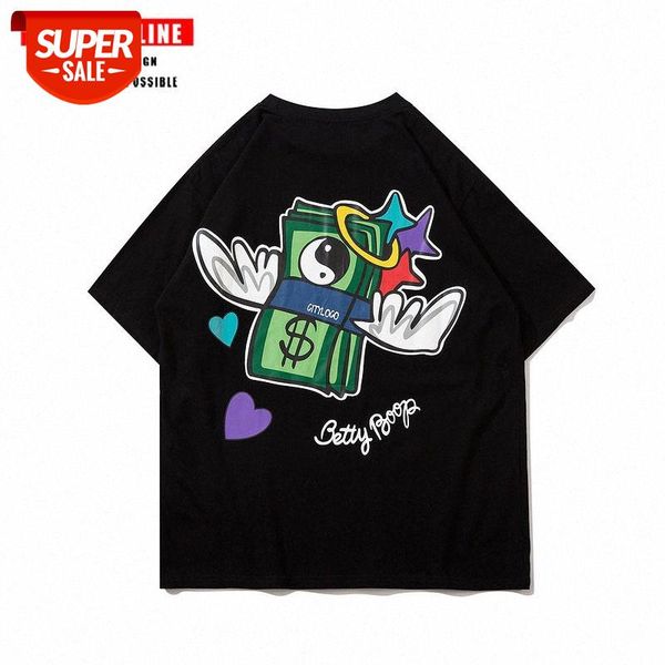 

european and american street fashion brand printing summer short-sleeved t-shirt harajuku bf wind ins couple loose hip-hop tee #oo88, White;black