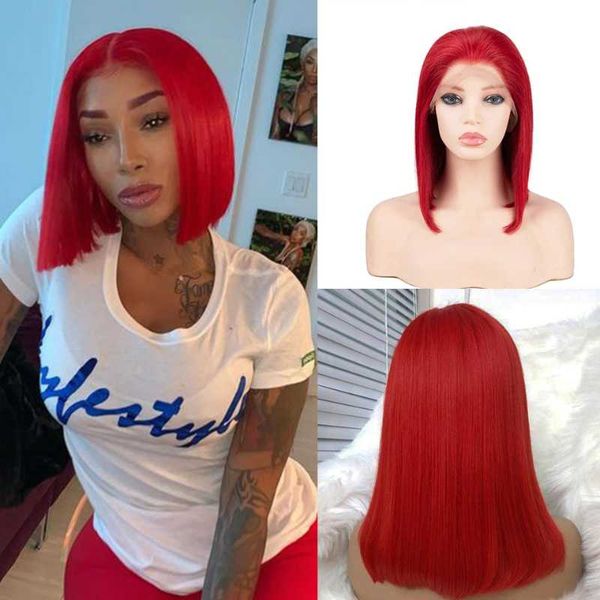 

lace part human hair wigs short bob 150% brazilian wig blue orange red frontal for black women, Black;brown