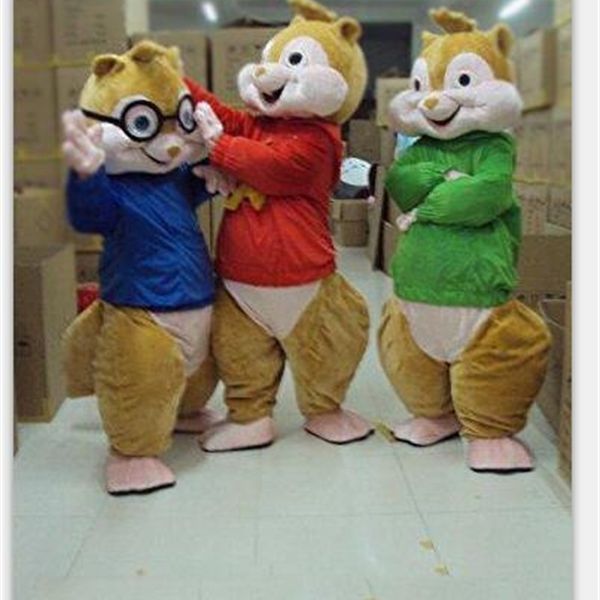 

2019 factory sale alvin and the chipmunks mascot costume chipmunks cospaly cartoon character halloween party costume carnival costume, Red;yellow