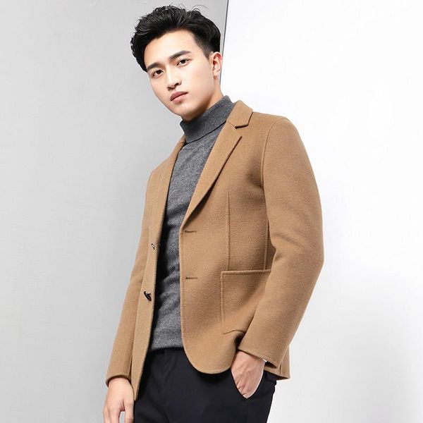 

men's wool & blends short coat men jacket spring casual suit korean blazer mens coats and jackets overcoat casaco masculino kj1387, Black