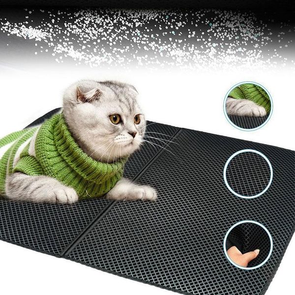 

cat beds & furniture black/grey eva cats litter trapper mat creative durable protect floor feeding mats filter rug pad dog