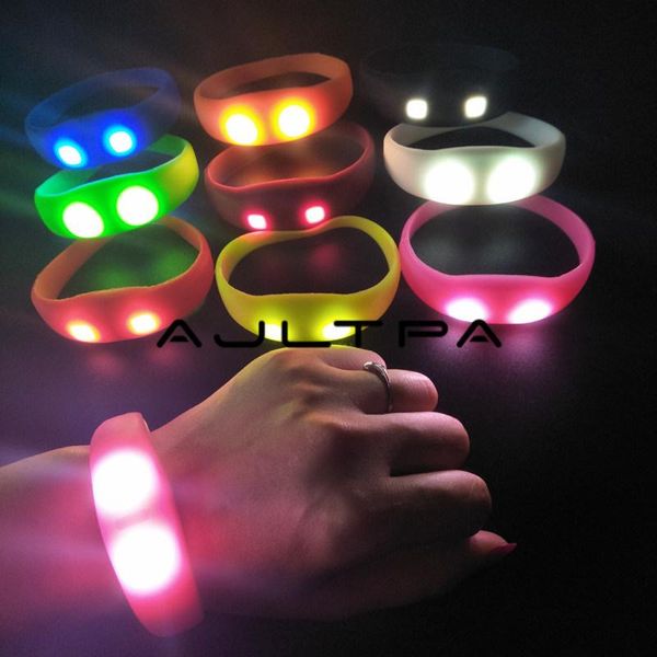 

party decoration 100pcs luminous led bracelet luminescence silicone birthday festival lighting wrist strap f3419