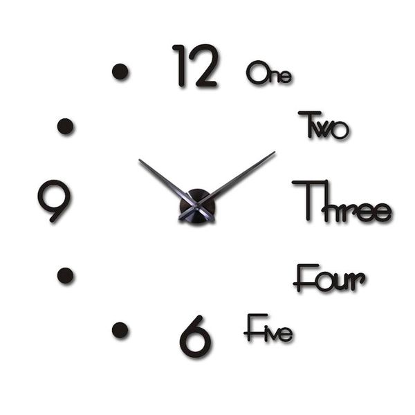 

wall clocks 3d diy clock modern design sticker silent home decor living room acrylic mirror nordic