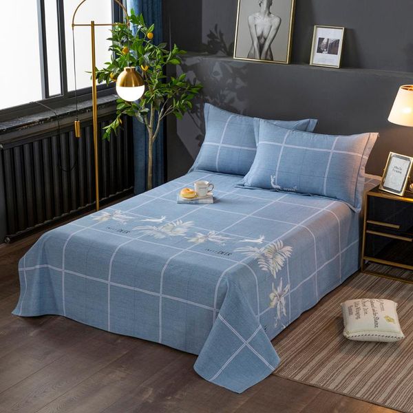 

sheets & sets plaid twin full queen king 245x250cm double single thick cotton flat bed sheet bedding bedroom bedclothes home textiles el