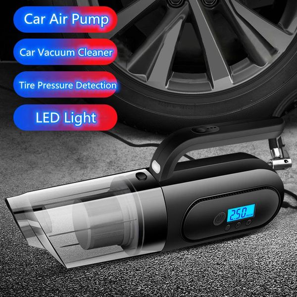

vacuum cleaner 4 in 1 handheld car air pump auto tire pressure detection powerful inflatable compressor with led light
