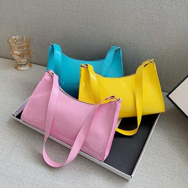 

evening bags fashion women's patent leather pu one-shoulder armpit bag casual all-match small handbag coin purse pure color
