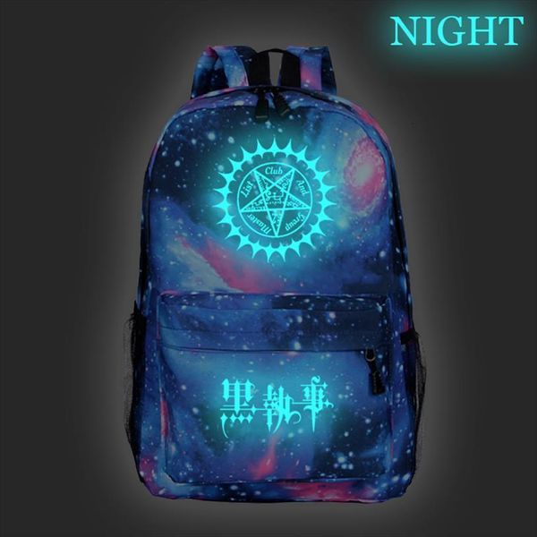 

beautiful black butler kuroshitsuji luminous backpack pattern lapknapsack fashion men women boys girls school bag