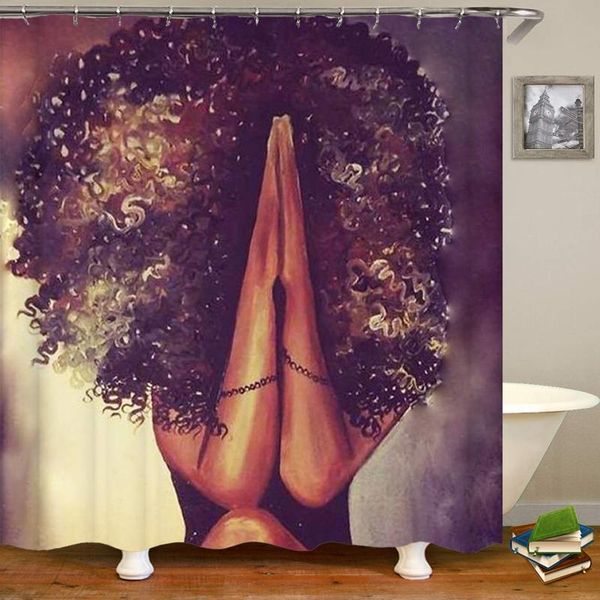 

black art african american women prayer gesture shower curtain polyester curtains
