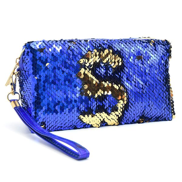 

cosmetic bag fashion sequin storage fish pu net red lady's make-up hand