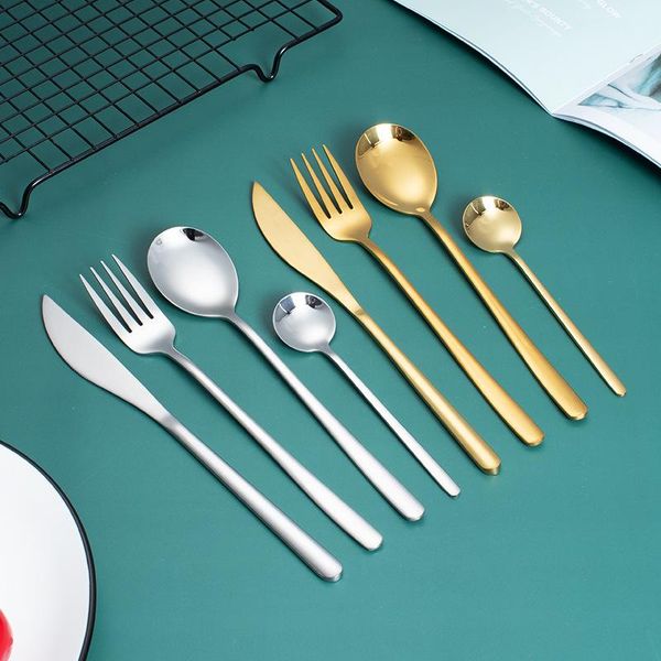 

24pcs gold cutlery set stainless steel dinnerware knife fork spoon silverwaretableware kitchen flatware table sets