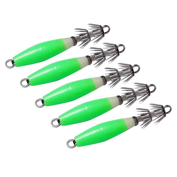 

fishing hooks 5pcs luminous squid jigs 10cm 15g ocs cuttlefish artificial lure hook bait fishhook tackle