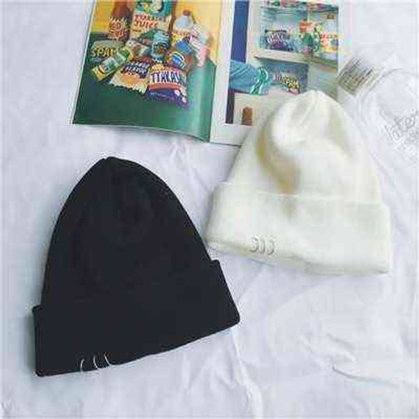 

winter warm knitted caps fashionable metal ring buckled hat knitted caps knitted hat winter women warm casual chapeau femme y21111, Blue;gray