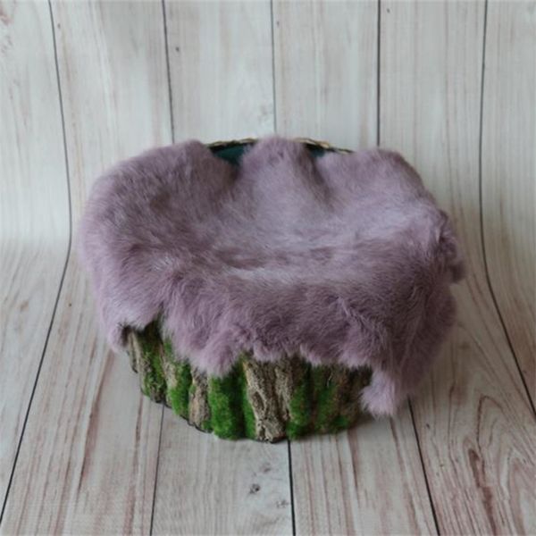 Born Pography Coperta Pelliccia naturale Pelle Basket Filler Lavanda Soft Posing Fabric Baby Layering Wool Mat Puntelli 210823