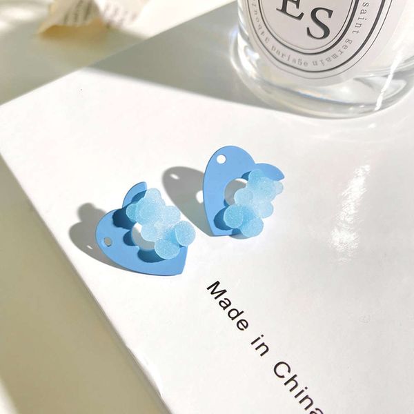 

candy haze blue love earrings female simple temperament sweet fresh