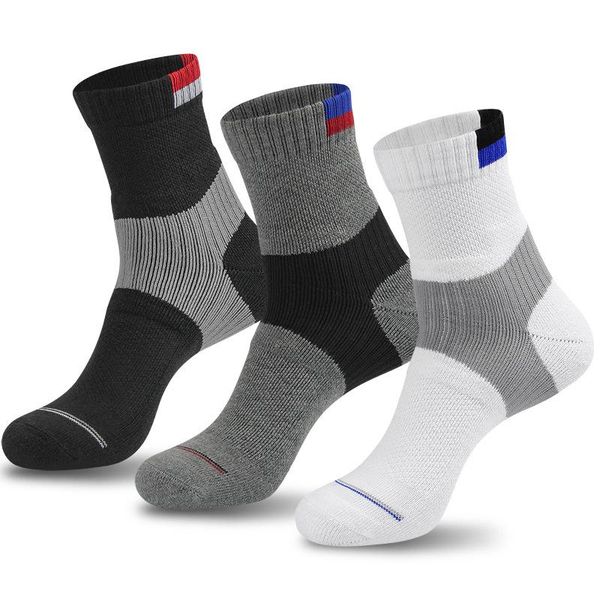 

cotton breathable tennis socks badminton outdoor sports men running cycling basketball sport, Black
