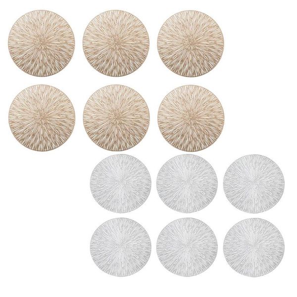 

mats & pads 6pcs round placemats restaurant hollow pvc decoration meal mat anti- dining table line steak plate pad