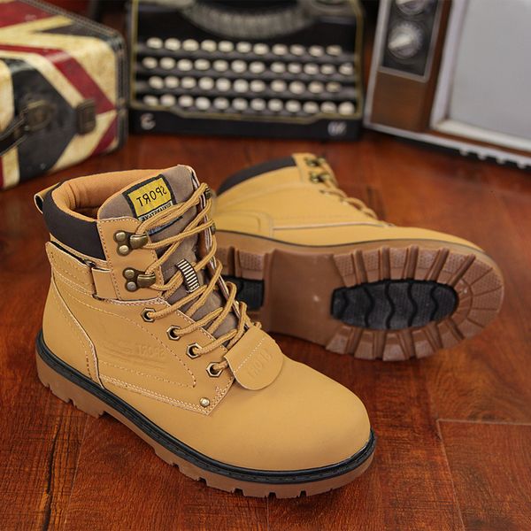 

winter martin boots men's lace up tooling shoes high desert outdoor plush large cotton, Black
