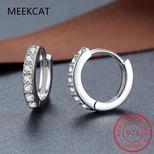 

hoop & huggie meekcat 925 sterling silver simple single row zircon earrings for women brincos oorbellen pendientes s-e14, Golden;silver