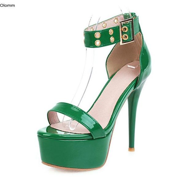

olomm fashion women platform sandals stiletto heels open toe gorgeous 4 colors dress shoes us plus size 3-16, Black