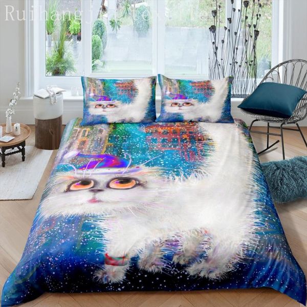 

printed cute pet cat bedding set  comforter duvet cover bedclothes 2/3pcs home textiles lovely children's bedroom sets