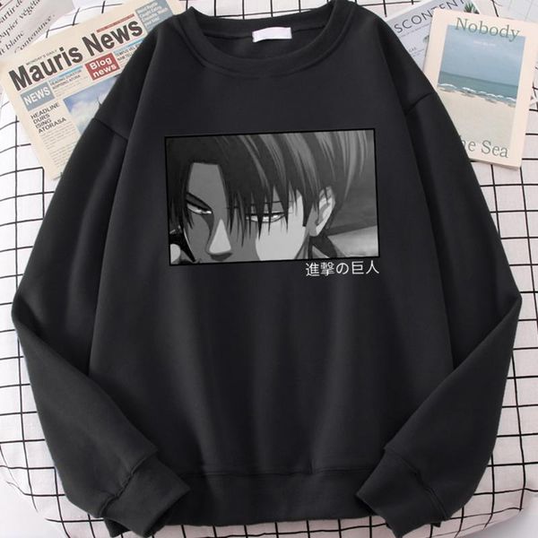 

men's hoodies & sweatshirts attack on titan character hoodie man fashion 2021 autumn fleece homme big size hip hop loose streetwear, Black