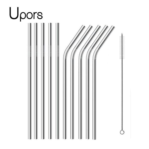 

drinking straws upors 200pcs/set 304 stainless steel reusable 215*6mm for party mugs tumblers wholesale