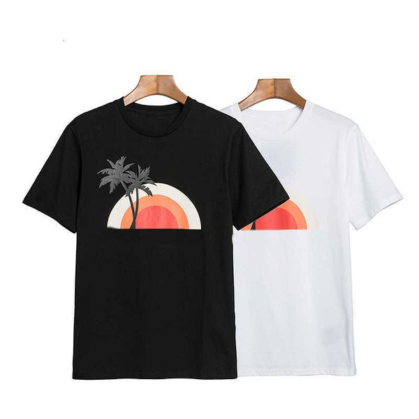 

tide brand severed bear angel chest sunset tree print short sleeve t-shirt, White;black