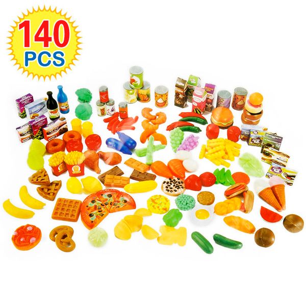140 adet Kesme Meyve Sebzeleri Oyna Pretend Çocuklar Mutfak Oyuncaklar Minyatür Güvenlik Gıda Setleri Çocuklar için Eğitim Klasik Oyuncak