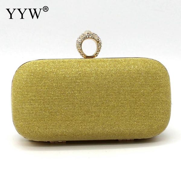 

evening bags gold women clutch handbag dull polish glitter wedding purse and finger ring luxury handbags designer