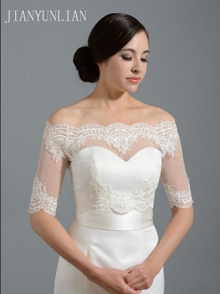 

wraps & jackets ivory half sleeve wedding jacket lace bridal bolero shrugs capes stock  2021 appliques accessory, White