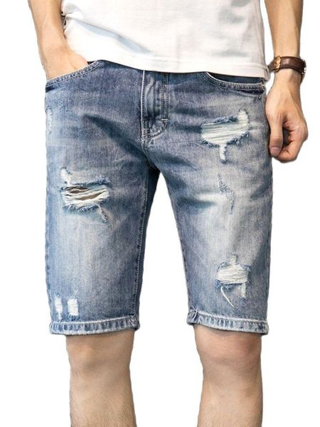 

men's shorts casual summer thin denim easing trend 5 minutes of pants in the hole straight male, White;black