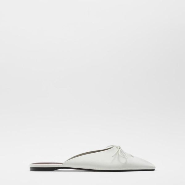 

women's white square bowknot flat muller shoes slippers, Black