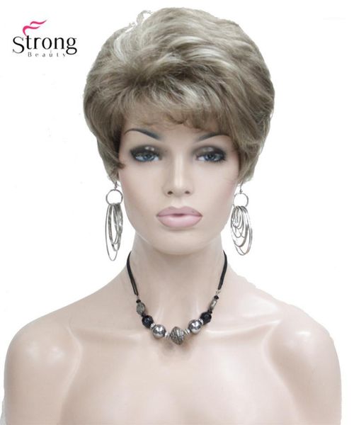 

lady women short wave syntheic hair wig blonde with highlights full wigs color for choose1, Black