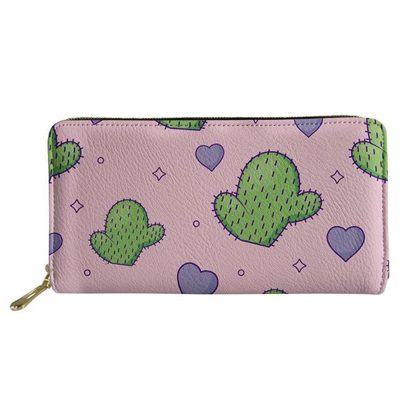 

wallets hycool love heart shaped cactus print women long wallet ladies casual zipper coin pocket purse fashion money card clutch bags, Red;black