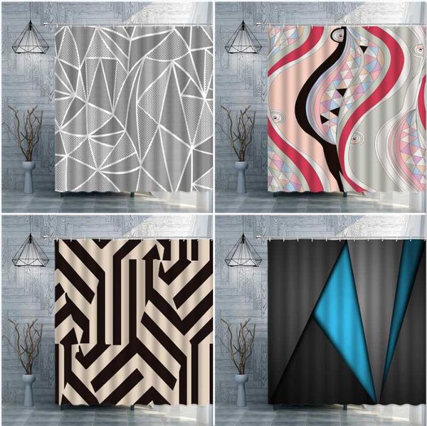 

shower curtains geometric curtain colorful splicing home bathroom toilets polyester decor waterproof screens with hooks washable