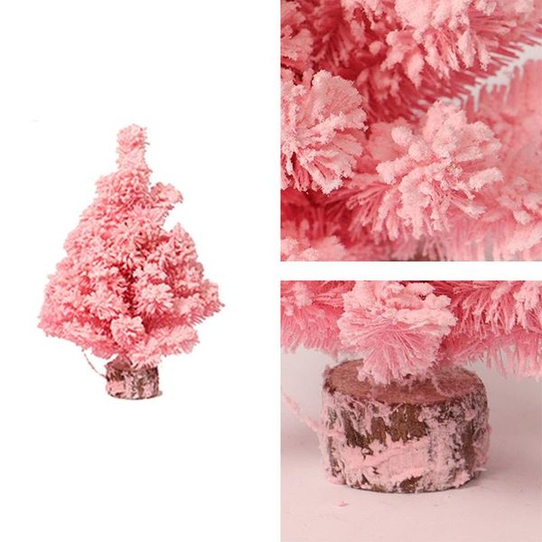 

christmas decorations simulation pink encryption flocking mini tree exquisite deskdecoration gift