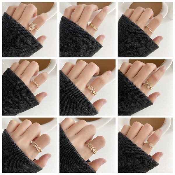 

9ix korean zircon metal open female ringear fashion personality band rings fashion temperament simple cold wind, Silver