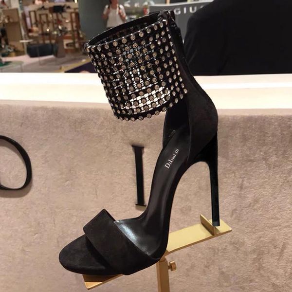

plus small size 34-39 black zip fashion high heel platform party wedding summer female women lady sandal sandals