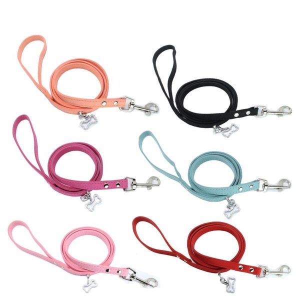 

dog collars & leashes double-sided cow wool traction rope rhinestone bone pet pulls constantly durable leash long adjustable
