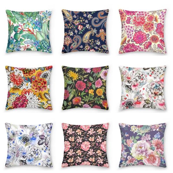 

pillow case floral decorative cushion cover 45x45cm pillowcase polyester throw sofa decoration pillowcover