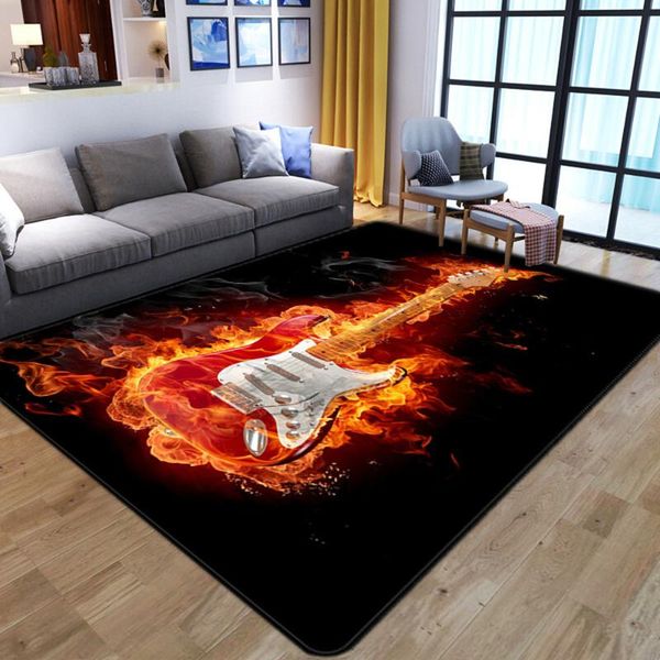

carpets custom colorful floor mat flame guitar pattern 3d printing for living room bedroom area rugs kids play decor carpet