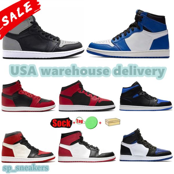 

mens 1 high og basketball shoes 1s american warehouse fast delivery and distribution black toe bred toe high shadow men women sneakers train
