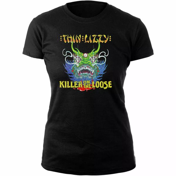 

ladies thin lizzy killer licensed women ladies t-shirt, White;black