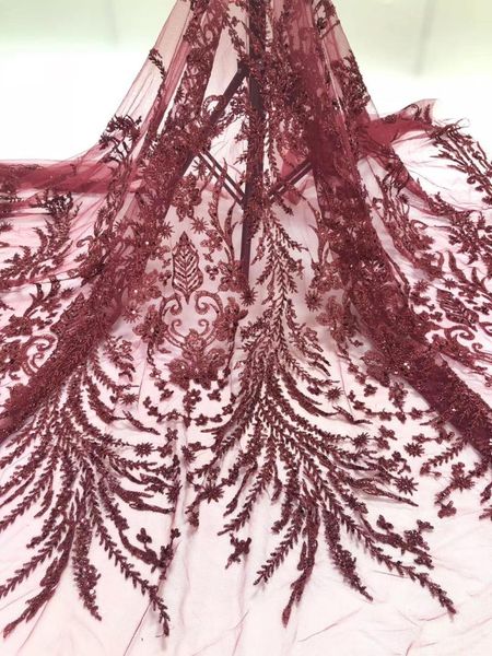 

ribbon high-grade beaded tube embroidery exquisite mesh multi-pattern africa nigeria lace french gauze wedding dress skirt 5 yards, Pink;blue
