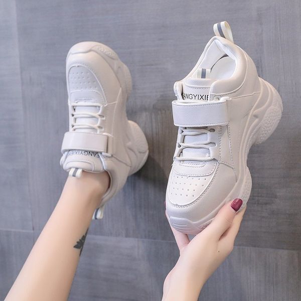 

Sneakers Women White Femme Casual Shoes Female Fashion Sneaker Lace Up High Leisure Women Vulcanize Shoe 7CM Platform Size 40