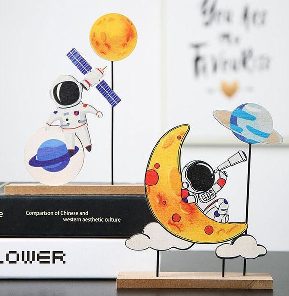 

decorative objects & figurines nordic astronaut moon spaceship kawaii alpaca wooden crafts cartoon children birthday gifts living room bedro