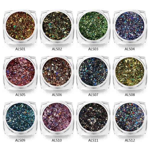 

nail glitter chameleon effect flake for nails sequins powder gold silver chrome pigment paillettes dust art decoration, Silver;gold