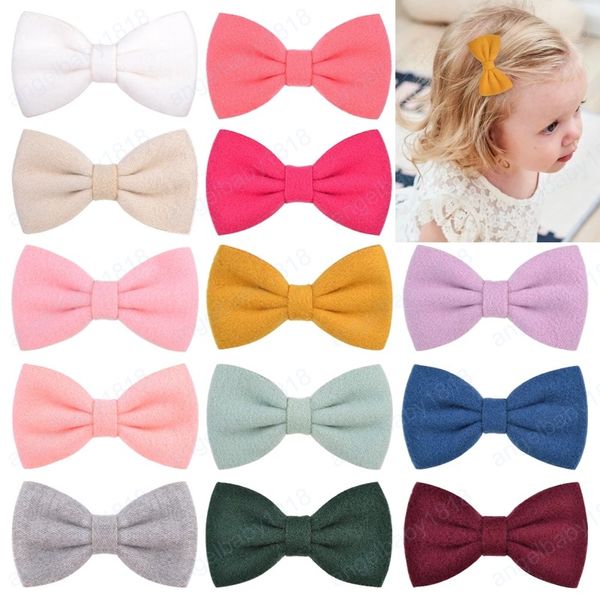

candy color baby bowknot hair clips for cute girls boutique cotton hairpins barrettes headwear kids hair accessories, Slivery;white