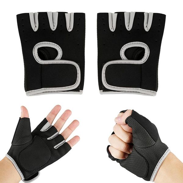 

women men's training gloves half finger weight lifting gym non-slip durable au-6 fitness cycling, Black