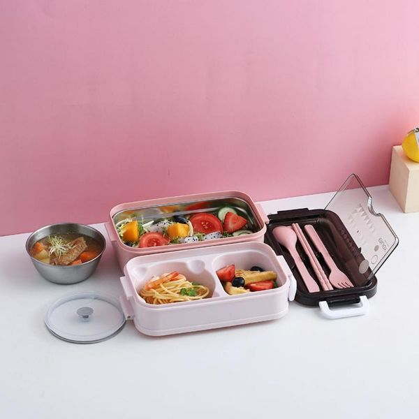 

storage bottles & jars double-layer insulated lunch box with cutlery set heat preservation container 94pf